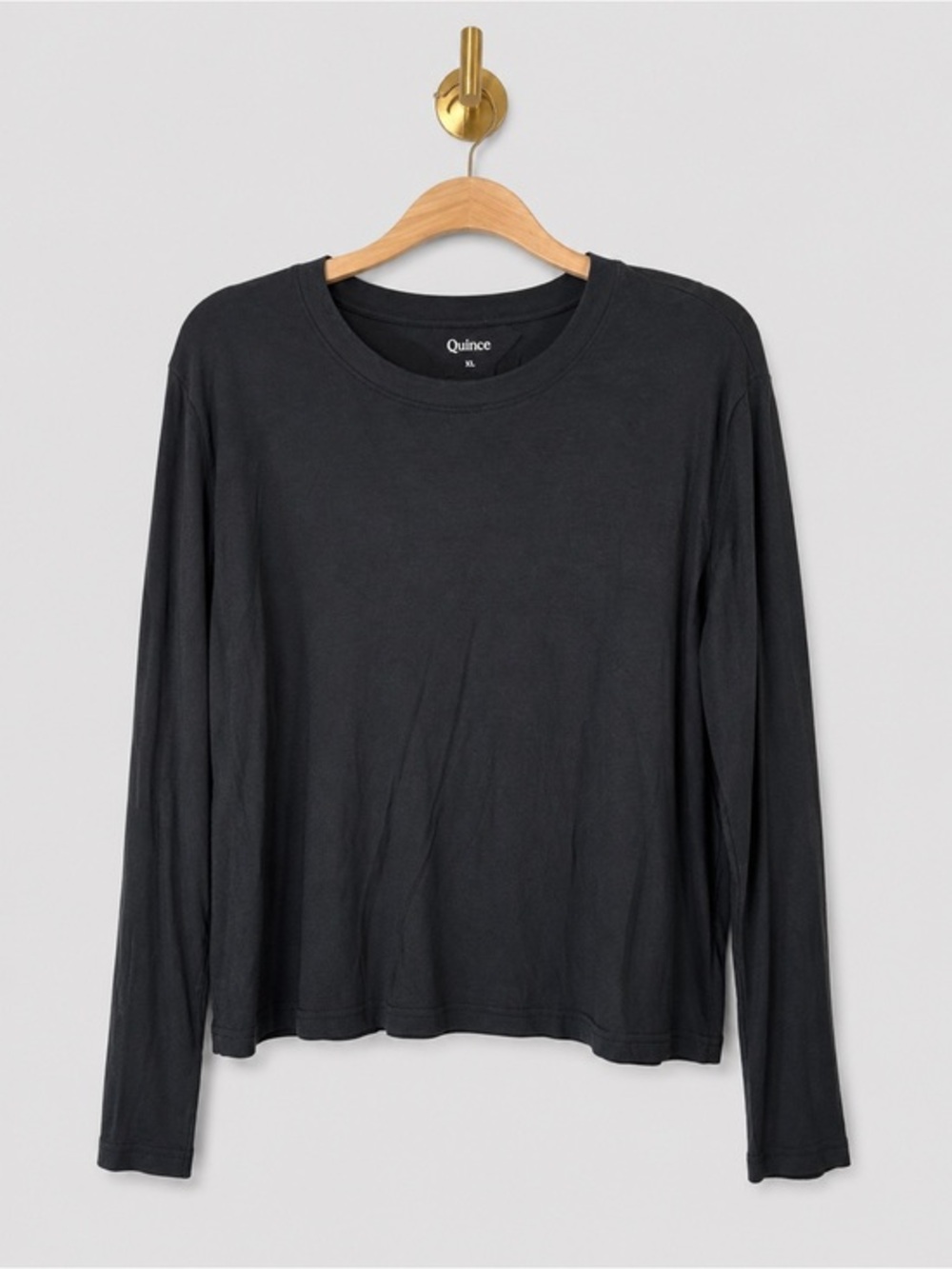 Quince Black Long Sleeve Crewneck T-Shirt Women’s XL Soft Minimalist Essential